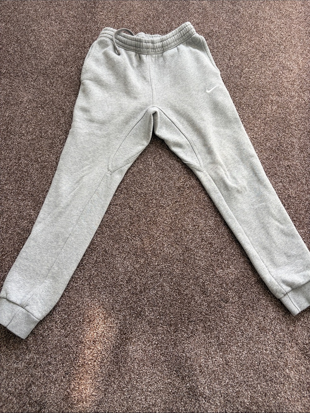 Nike Light Gray Fleece Joggers with Swoosh